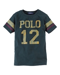A Polo Graphic Tee is rendered in soft cotton for a classic look. A Polo Graphic Tee is rendered in soft cotton for a classic look.