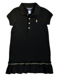Ralph Lauren Toddler Girls Plaid Trim Ruffle Dress, Black, 5 Ralph Lauren Toddler Girls Plaid Trim Ruffle Dress, Black, 5