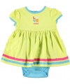 Guess Embroidered Love Skirted Bodysuit (Sizes 0M - 6M) - turquoise, 3 - 6 months