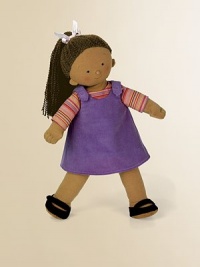 Soft and sweet, this jersey knit doll with yarn hair comes with a removable outfit and Mary Janes for lots of dressing fun. 18 doll Polyester Imported Recommended for ages 3 and up Soft and sweet, this jersey knit doll with yarn hair comes with a removable outfit and Mary Janes for lots of dressing fun. 18 doll Polyester Imported Recommended for ages 3 and up