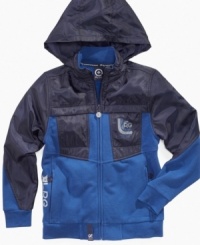 Get him good and ready for that first cold snap with this zip-up hooded jacket from LRG. Get him good and ready for that first cold snap with this zip-up hooded jacket from LRG.
