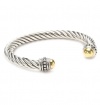 Two-Tone 14k Yellow Gold-Plated and Sterling Silver Thick Twisted Cuff Bracelet