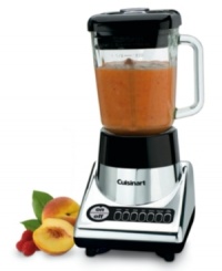 Shake it up, baby! Whip up smoothies, soups and sauces at the touch of a button with Cuisinart's PowerBlend 600. With a powerful 600 watt motor, seven different speeds, ice crush and pulse buttons and a no-mess measured pour lid, it's never been easier to blend. Comes with a recipe book. Limited three-year warranty. Model SPB-10CH. Shake it up, baby! Whip up smoothies, soups and sauces at the touch of a button with Cuisinart's PowerBlend 600. With a powerful 600 watt motor, seven different speeds, ice crush and pulse buttons and a no-mess measured pour lid, it's never been easier to blend. Comes with a recipe book. Limited three-year warranty. Model SPB-10CH.