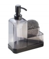 Clean design. This stainless steel and clear plastic dispenser doles out soap with sparkling style, featuring a smart sidecar where you can keep a sponge.