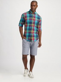 Vibrant and handsomely tailored in smooth, soft cotton, this sportswear classic is sure to be a seasonal favorite.ButtonfrontButtoned-down collarChest patch pocketCottonMachine washImported Vibrant and handsomely tailored in smooth, soft cotton, this sportswear classic is sure to be a seasonal favorite.ButtonfrontButtoned-down collarChest patch pocketCottonMachine washImported