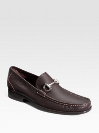 Rich, tumbled calfskin leather is carefully constructed with a silvertone bit accent and signature rubber sole. Leather lining Padded insole Rubber sole Made in Italy Rich, tumbled calfskin leather is carefully constructed with a silvertone bit accent and signature rubber sole. Leather lining Padded insole Rubber sole Made in Italy