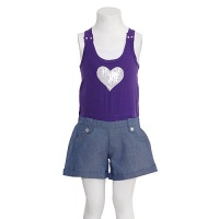 Toddler Girl 2T Purple Sequin Heart Denim Shorts Sleeveless Jumper Toddler Girl 2T Purple Sequin Heart Denim Shorts Sleeveless Jumper