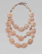 This statement piece, plated in 24k gold brass features round and oval plate links in a high texture finish. 24k goldplated brassLength, about 19 to 23 adjustableLobster clasp closureMade in USA