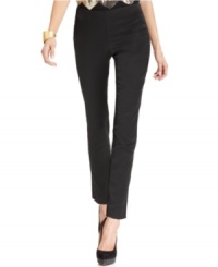 Vince Camuto's skinny satin pants are perfect for a party or adding some sleek shine to your daytime look. Vince Camuto's skinny satin pants are perfect for a party or adding some sleek shine to your daytime look.