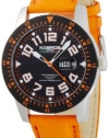 K&BROS Men's 9434-3 Steel Rowmaster Silver-tone Black and Orange Watch