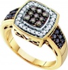 14k Yellow or White Gold 0.50 CT Brilliant Diamond Fashion Ring Pave with Chocolate And Clear Stones at the Center