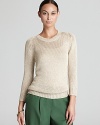 In a luxe, metallic yarn, Jones New York Collection's crewneck sweater shines for the season.