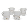 Perfect for presenting holiday treats and hors d'oeuvres, this durable porcelain serveware collection from Paper Products Design features glittering accents in gold, platinum and pearl bronze for a festive, celebratory feel. Each mug is detailed with the word Peace, Hope, Joy or Merry.