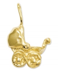 The perfect baby shower party favor, this adorable baby carriage charm is sweet and petite. Crafted in 14k gold. Chain not included. Approximate length: 1/2 inch. Approximate width: 2/5 inch. The perfect baby shower party favor, this adorable baby carriage charm is sweet and petite. Crafted in 14k gold. Chain not included. Approximate length: 1/2 inch. Approximate width: 2/5 inch.