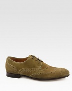 Lace-up dress shoe in suede.Leather soleMade in Italy