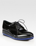 Lace-up oxford design with a micro-platform. Micro-foam wedge, 1½ (40mm)Micro-foam-insert platform, ¾ (20mm)Compares to a ¾ heel (20mm)Leather upperLeather liningRubber solePadded insoleMade in Italy