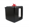 Make My Day Tea Cube Ceramic Teapot with Infuser, Black with Red Accent