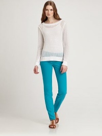 An airy mesh design with classic ribbed details and a boxy fit for the quintessential everyday-chic look.Round neckLong sleevesRibbed detailsPull-on styleAbout 24 from shoulder to hem60% cotton/40% rayonMachine washImported Model shown is 5'10 (177cm) wearing US size Small. An airy mesh design with classic ribbed details and a boxy fit for the quintessential everyday-chic look.Round neckLong sleevesRibbed detailsPull-on styleAbout 24 from shoulder to hem60% cotton/40% rayonMachine washImported Model shown is 5'10 (177cm) wearing US size Small.