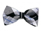100% Silk Woven Black Plaid Self-Tie Bow Tie