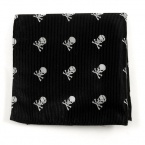 100% Silk Woven Black Skull & Crossbones Patterned Pocket Square
