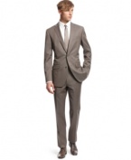 Shift into neutral territory and try this slim-fit taupe suit from Bar III on for size.