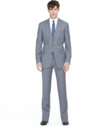 This gray twill suit from Bar III boasts the modern-minded style your tailored attire's been craving.