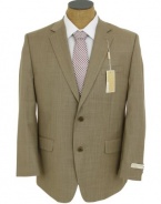 Michael Kors Mens Tan Sharkskin Wool Suit