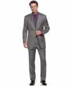Gray matters. This Tasso Elba pindot suit is the perfect way to bridge the gap between black and blue.