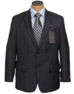 Tasso Elba Mens 2 Button Pleated Charcoal Gray Plaid Wool Cashmere Suit