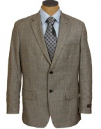 Tasso Elba Mens 2 Button Flat Front Tan Plaid Flannel Wool Cashmere Suit