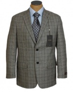 Tasso Elba Mens 2 Button Khaki Plaid Wool Sport Coat Jacket