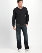 A versatile building block of any seasonal wardrobe in fine merino wool. V-neck Merino wool Hand wash Imported 