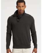A fashion-forward, funnel neck style constructed in a soft, cotton jersey knit accented by a wide-set button placket in a modern, relaxed fit.Five-button placketFunnel neckSide slash pocketsBanded cuffs and hemCottonMachine washImported