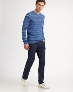 Crafted from lightweight, cotton jersey, this traditional crewneck exudes casual elegance with a defined striped pattern.CrewneckRibbed knit collar, cuffs and hemCottonHand washImported