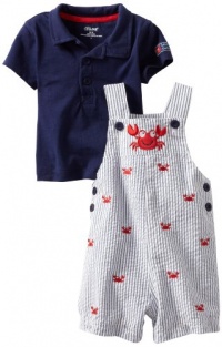 Little Me Baby-Boys Ant Crab Woven Shortall Set, Blue, 12 Months Little Me Baby-Boys Ant Crab Woven Shortall Set, Blue, 12 Months