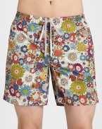 Be ready to hit the beach and beyond in these classic, tailored swim trunks, set in quick-drying, liberty art fabric.Elastic drawstring waistZip flySide slash, back welt pocketsFully linedInseam, about 7NylonMachine washImported