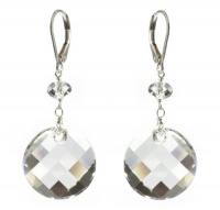 Sterling Silver Swarovski Crystal Elements Crystal Silver Shade Round Twist and Rondelle Drop Earrings Sterling Silver Swarovski Crystal Elements Crystal Silver Shade Round Twist and Rondelle Drop Earrings
