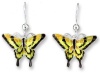 Yellow Tiger Swallowtail Butterfly Sterling Silver and Enamel Earrings by Zarah