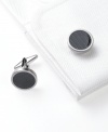 Circle cufflinks from Kenneth Cole Reaction round out your rough edges in just the right way.