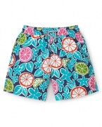 Brighten up the beach with a colorful pair of Vilebrequin swim trunks, patterned with a super-cool print of vibrant fruits to reflect your fun-in-the-sun vibe.