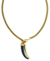 We're loving all that's wild this season, and with its sleek tortoise shell surface, Vince Camuto's horn pendant is no exception. Crafted in gold tone mixed metal with frontal clasp and resin details. Approximate length: 36 inches. Approximate drop: 2-1/4 inches.