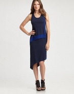 Curve-hugging rib knit styled with mesh trim from bust to hip in an easy-fit asymmetric shift.FittedHigh scoopneckSleevelessRacerbackAbout 33 from natural waist96% lyocell/4% spandexDry cleanImportedModel shown is 5'9 (175cm) wearing US size Small.