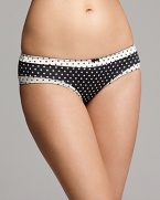 Two polka dot prints combine for a playful hipster from Calvin Klein. Style # F3487