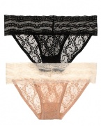 A sheer floral lace thong in a flattering silhouette from b.tempt'd. Style #978182