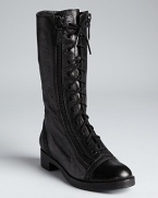 Zip into lace up boots with moto edge and funky zipper accents; double zips make this Via Spiga design easy on and off.