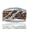 Le Vian Chocolate Diamond Ocean Wave Ring in 14K White Gold with 1.71 Carats Chocolate and White Diamonds