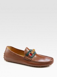 Leather with signature web and bamboo horsebit detail.Green/red/green webPebbled rubber soleMade in Italy