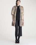 Short, cuffed sleeves and a soft wool collar lend a modern look to this plush fur style.Wool stand collarZip frontElbow-length sleevesSide slash pocketsFully lined96% Ferret-Badger fur/3% wool/1% cashmereDry cleanMade in Italy of imported fabricFur origin: ChinaModel shown is 5'11 (180cm) wearing US size 4. 