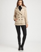 A fashion-forward take on a beloved design, this double-breasted peacoat features a soft, boucle inner collar