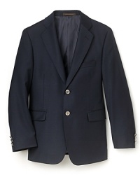 Dress him up in a sophisticated and chic suit from Joseph Abboud. Here, the pinstripe jacket with two button front is the perfect spring look. Dress him up in a sophisticated and chic suit from Joseph Abboud. Here, the pinstripe jacket with two button front is the perfect spring look.